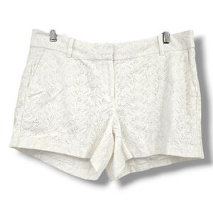Ann Taylor Women's Mid Rise Eyelet Cotton Shorts White‎ Size 10